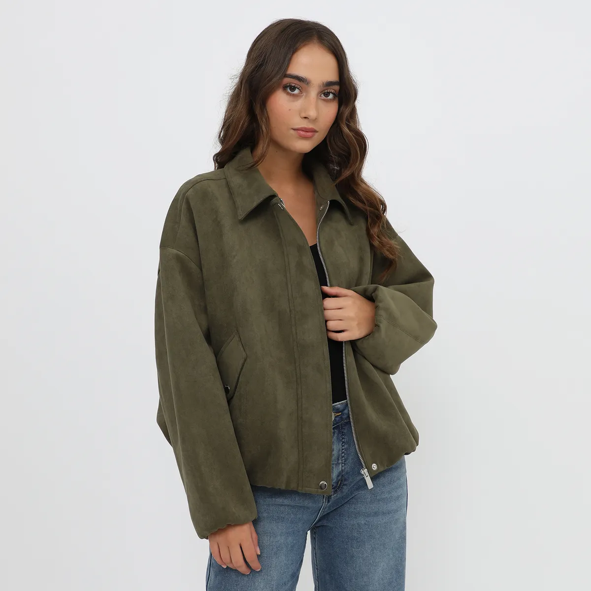 DENIMLAB - Casaca Bomber Efecto Suede Mujer Denimlab