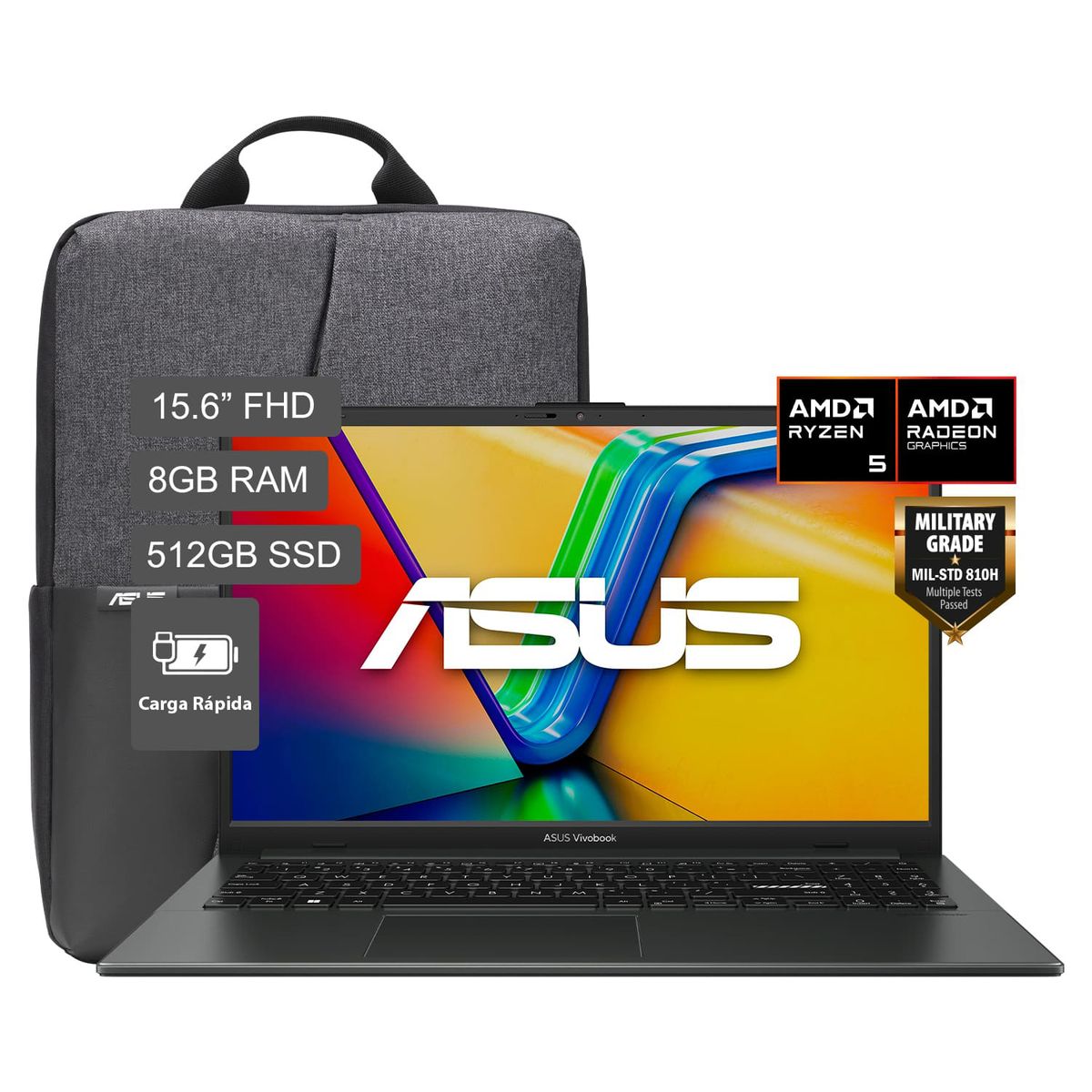 ASUS - Laptop Asus Vivobook Go 15 Amd Ryzen 5 8 Gb Ram 512 Gb Ssd + Mochila
