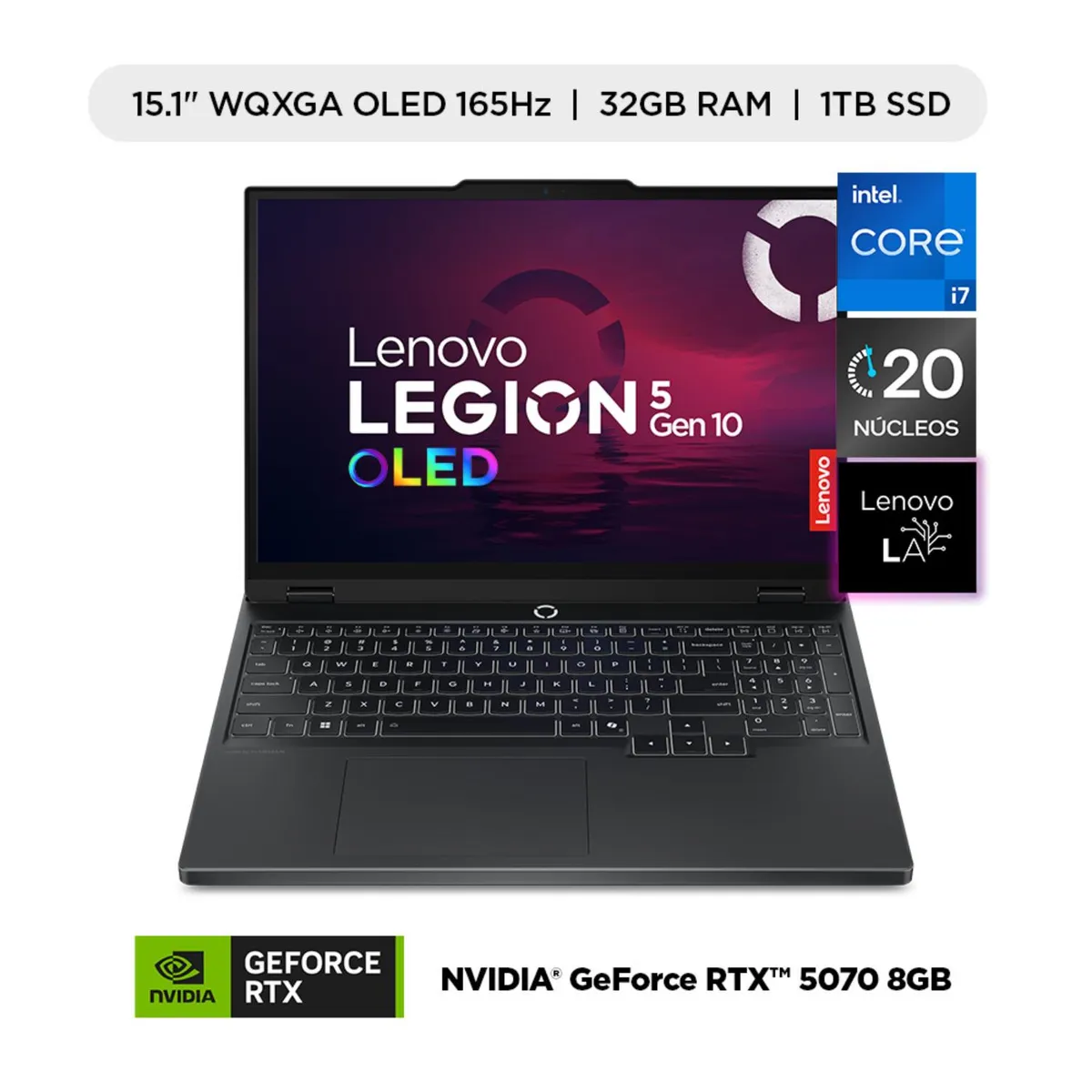 LENOVO - Laptop Gamer Lenovo Legion 5i 14va Gen Intel Core i7 RTX 5070 32GB RAM 1TB SSD 15.1" WQXGA 165Hz Oled