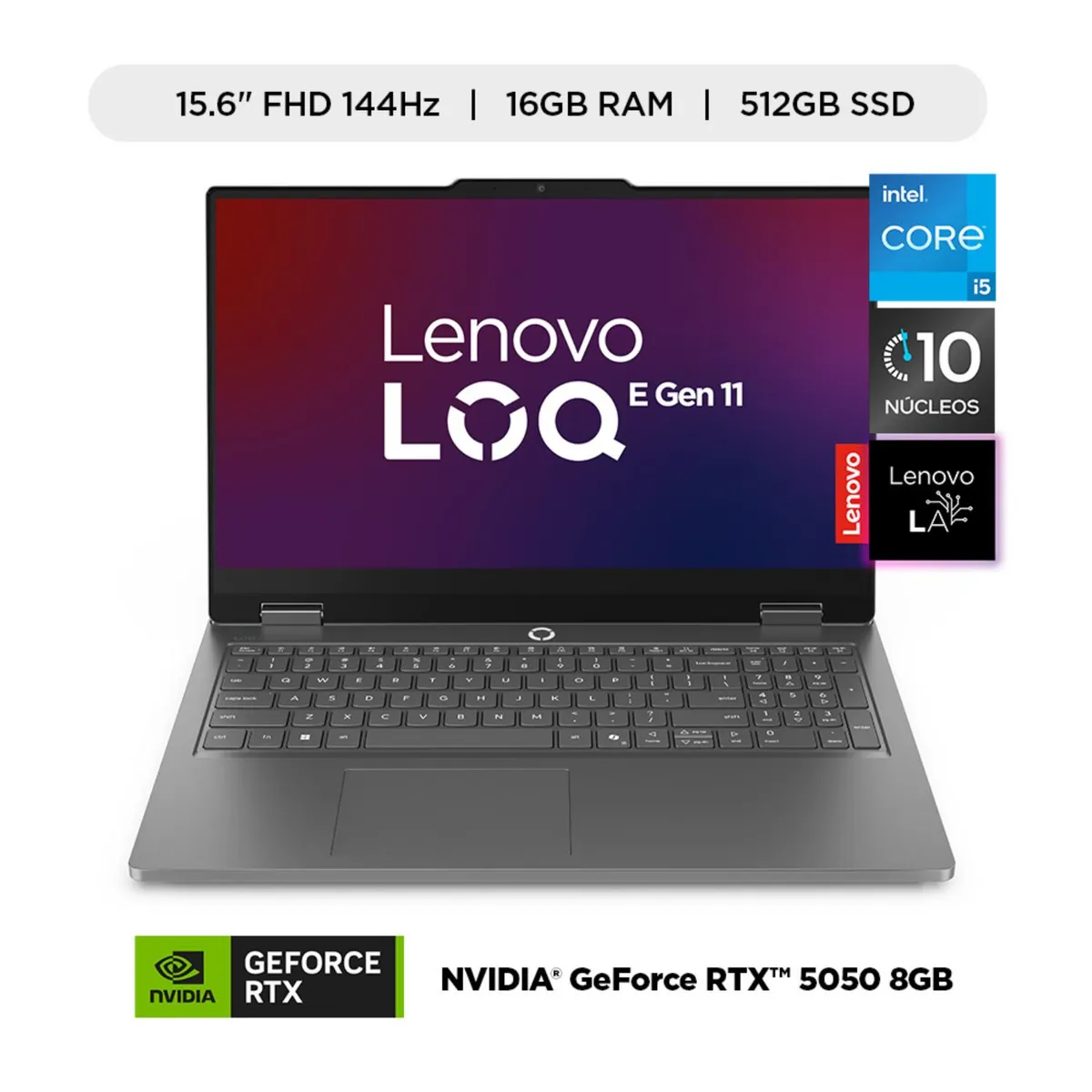 LENOVO - Laptop Gamer Lenovo LOQ Essential 13va Gen Intel Core i5 RTX 5050 16GB RAM 512GB SSD 15.6" FHD 144Hz