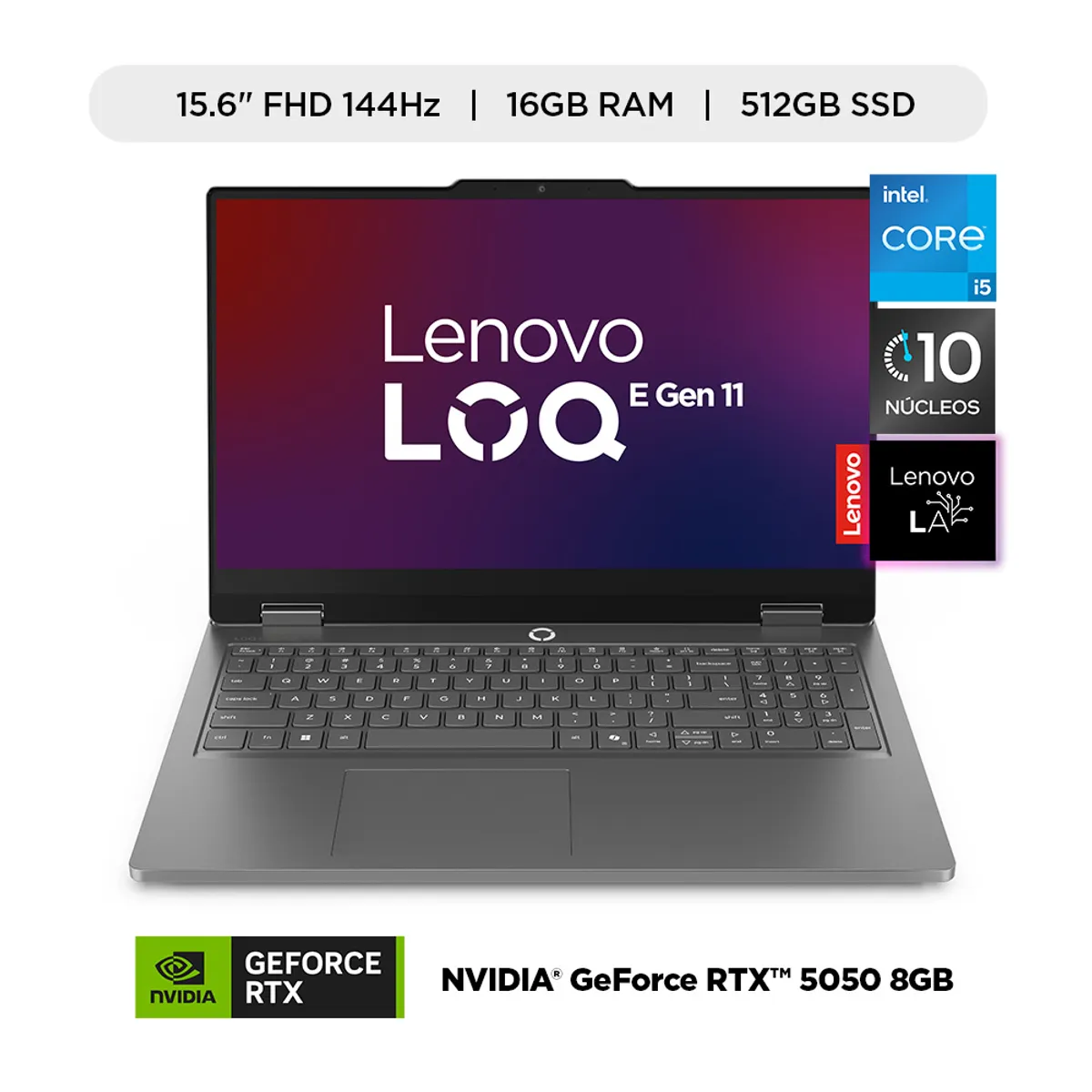 LENOVO - Laptop Gamer Lenovo LOQ Essential 13va Gen Intel Core i5 RTX 5050 16GB RAM 512GB SSD 15.6" FHD 144Hz