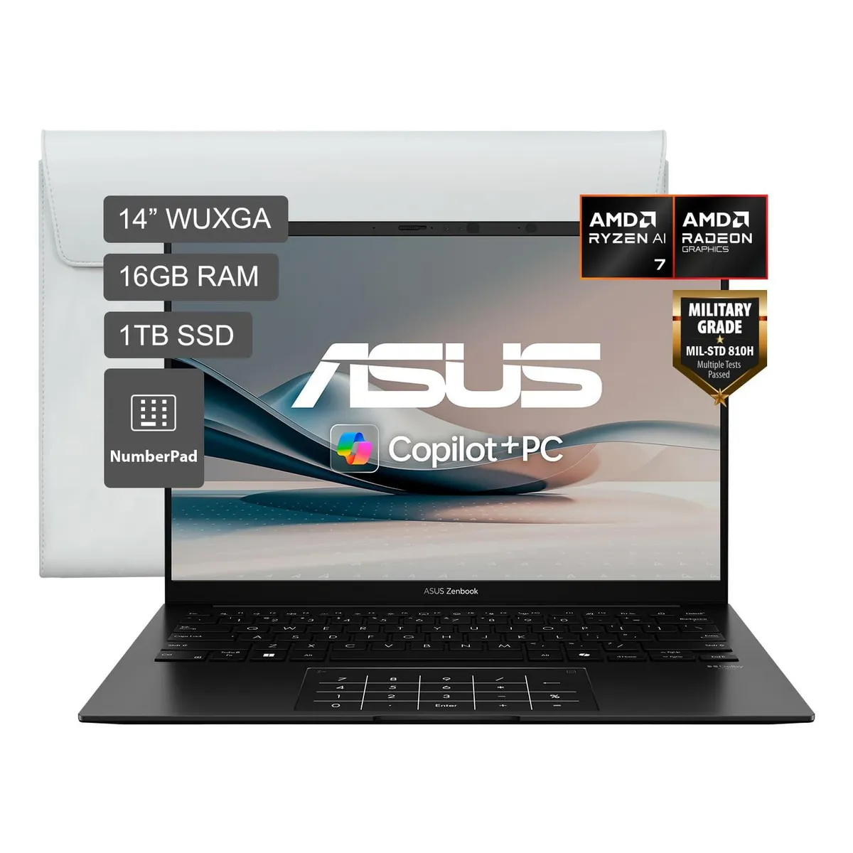 ASUS - Laptop Asus Zenbook 14 Amd Ryzen Ai 7 445 16gb 1tbssd 14" Wuxga + Funda