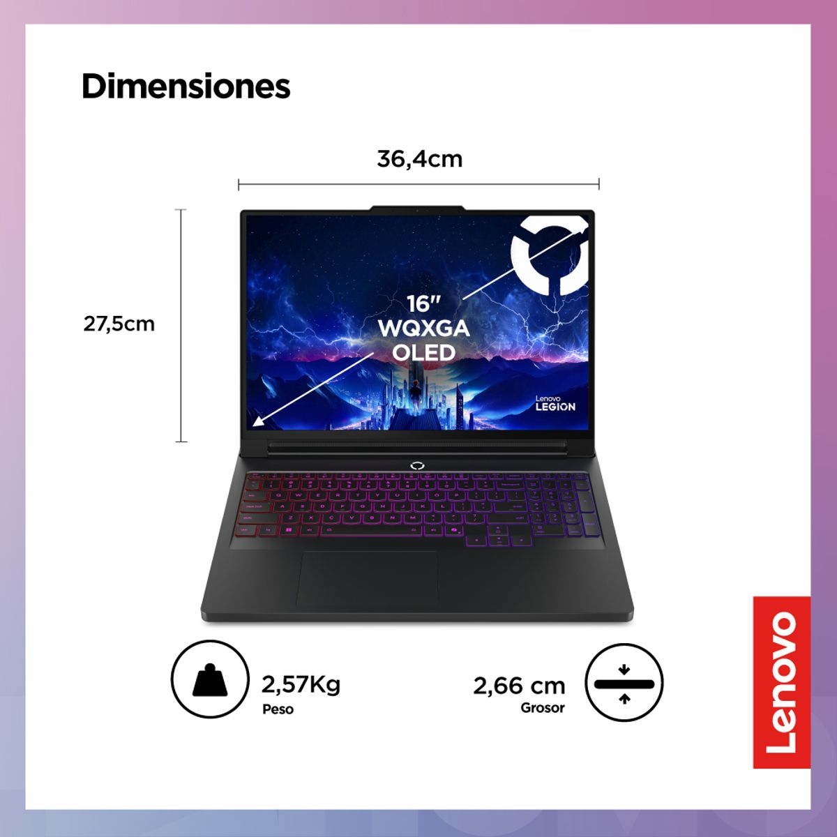 LENOVO - Laptop Gamer Legion Pro 7i  Serie 200 Intel Core Ultra 9 RTX 5080 32GB RAM 1 TB SSD 16" WQXGA OLED