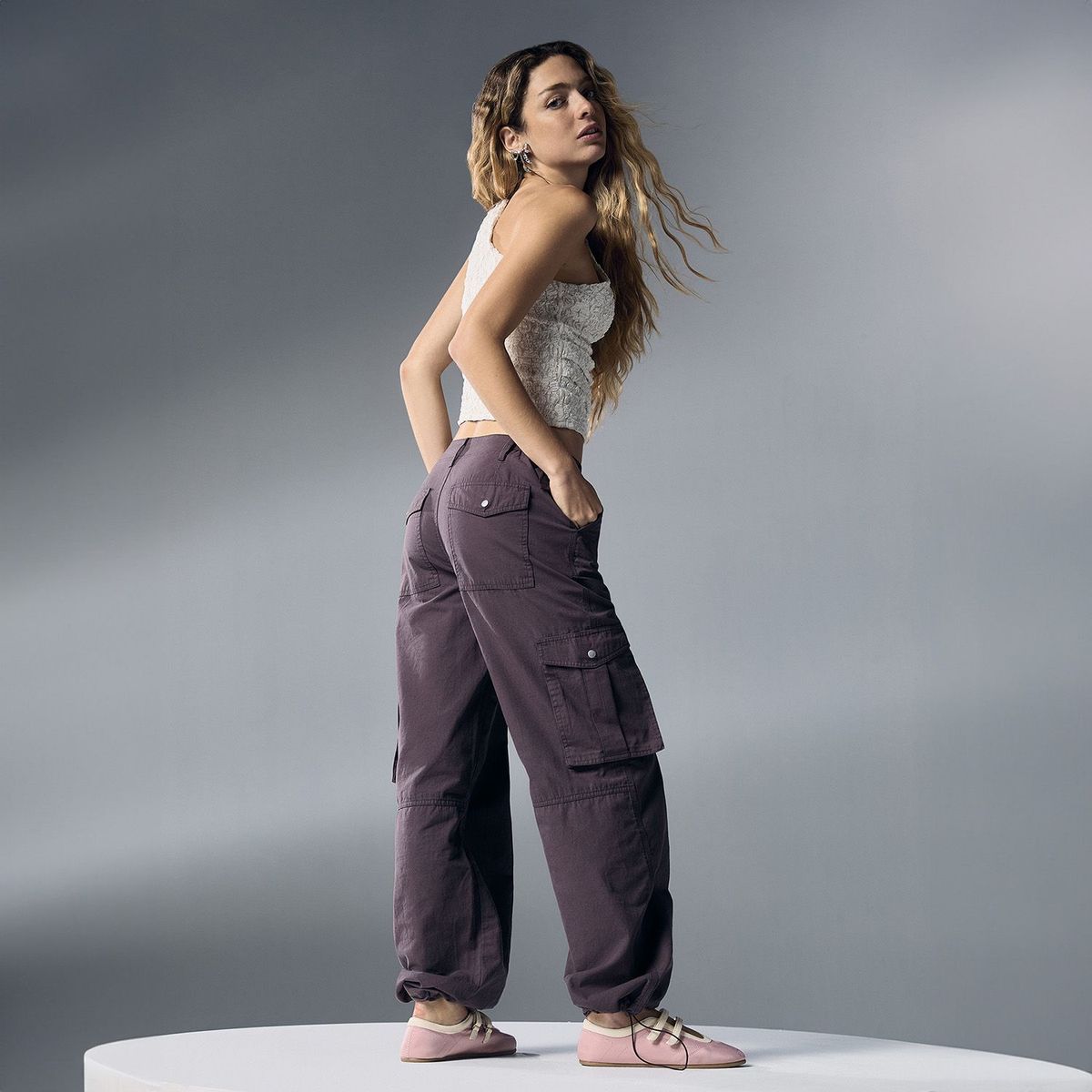 SYBILLA - Pantalón Cargo Tiro Medio Mujer Sybilla