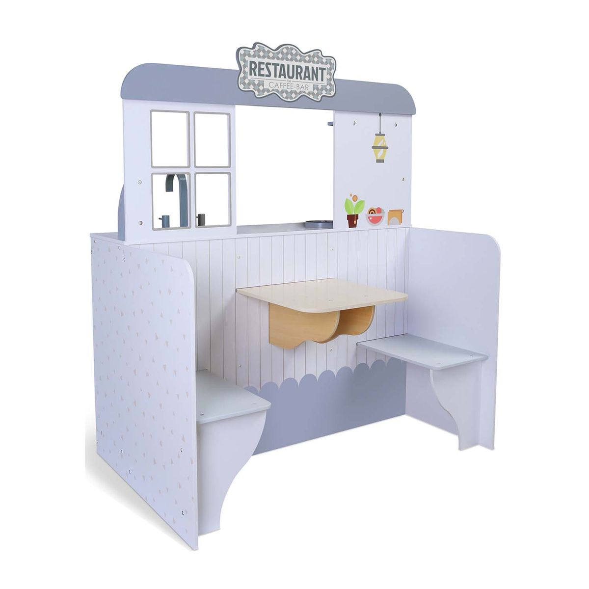 SCOOP - Juguete Cocina Niños De Madera 2 En 1 Mesa y Asientos Scoop
