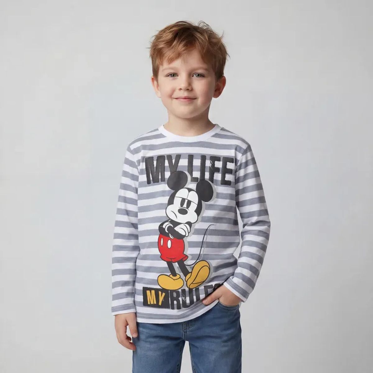 STD CHARACTERS - Polera Niño Manga Larga Algodón Mickey Mouse
