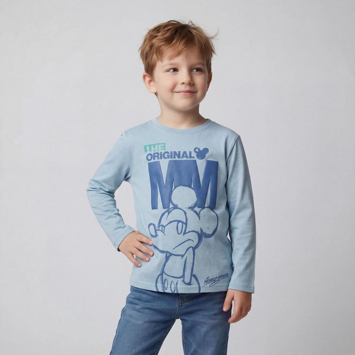 DISNEY - Polera Niño Manga Larga Algodón Mickey Mouse
