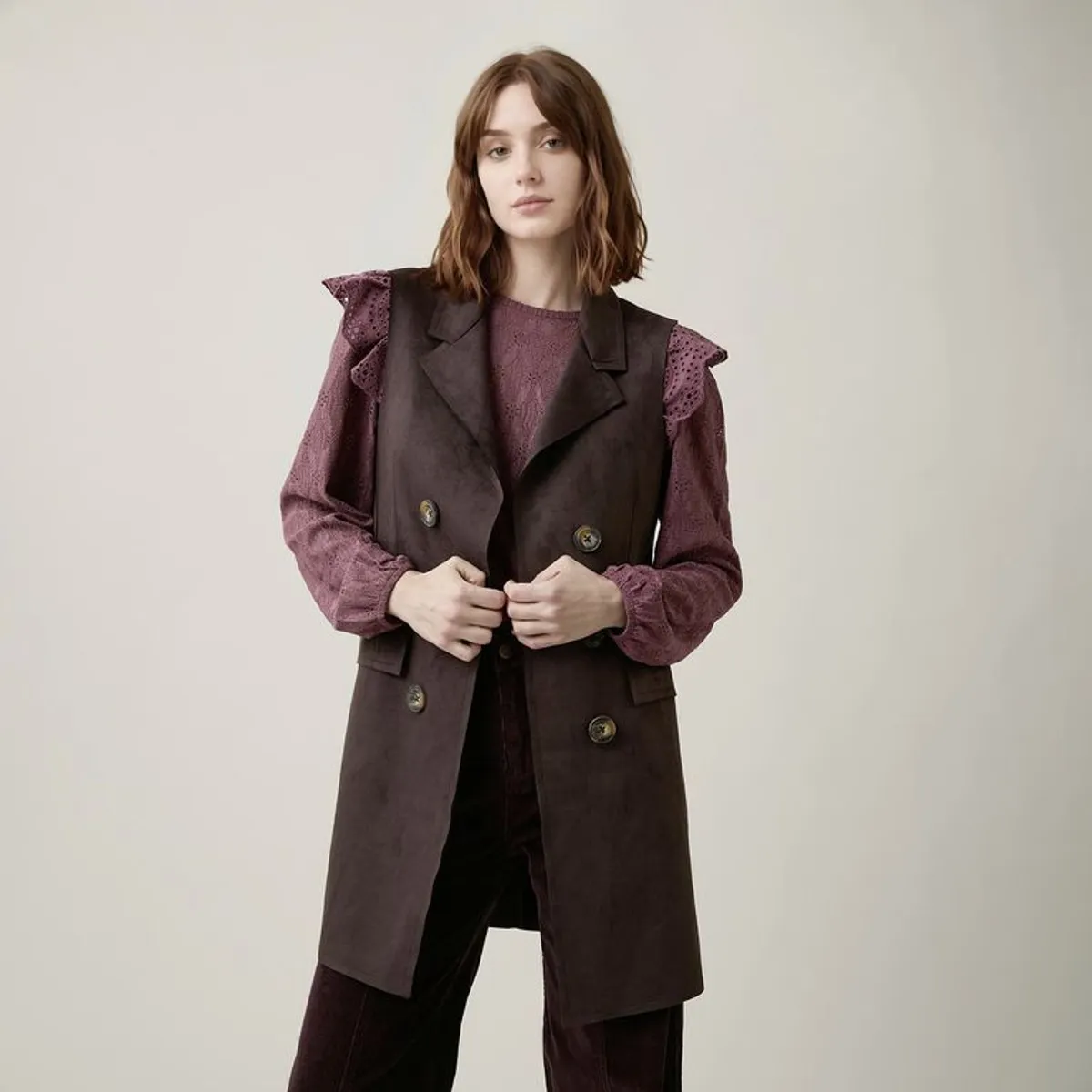 UNIVERSITY CLUB - Chaleco Suede Mujer University Club