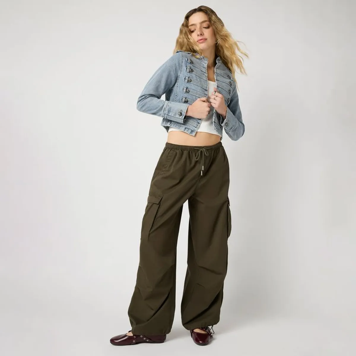 SYBILLA - Pantalón Wide Leg Tiro Medio Mujer Sybilla