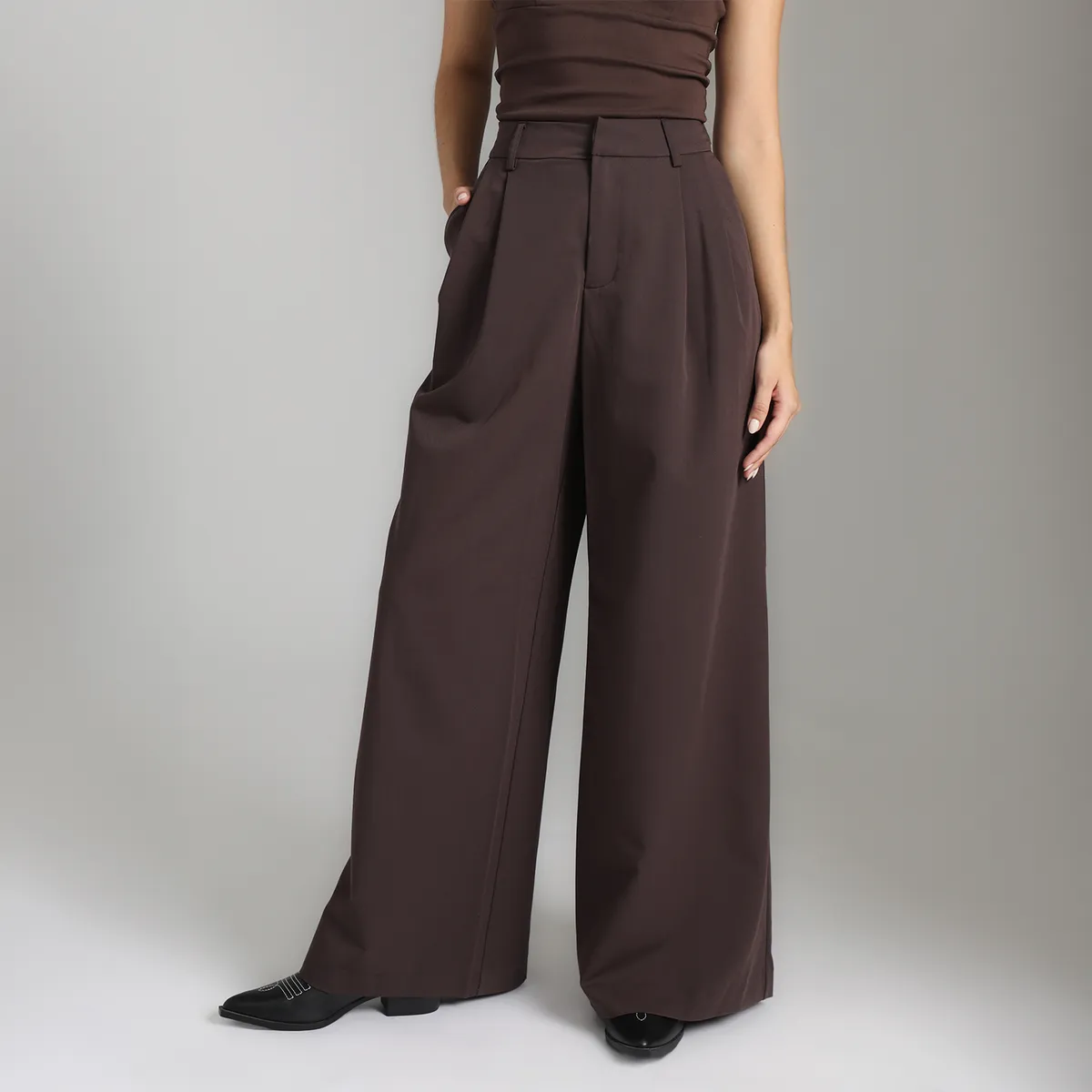 SYBILLA - Pantalón Wide Leg Tiro Alto Mujer Sybilla