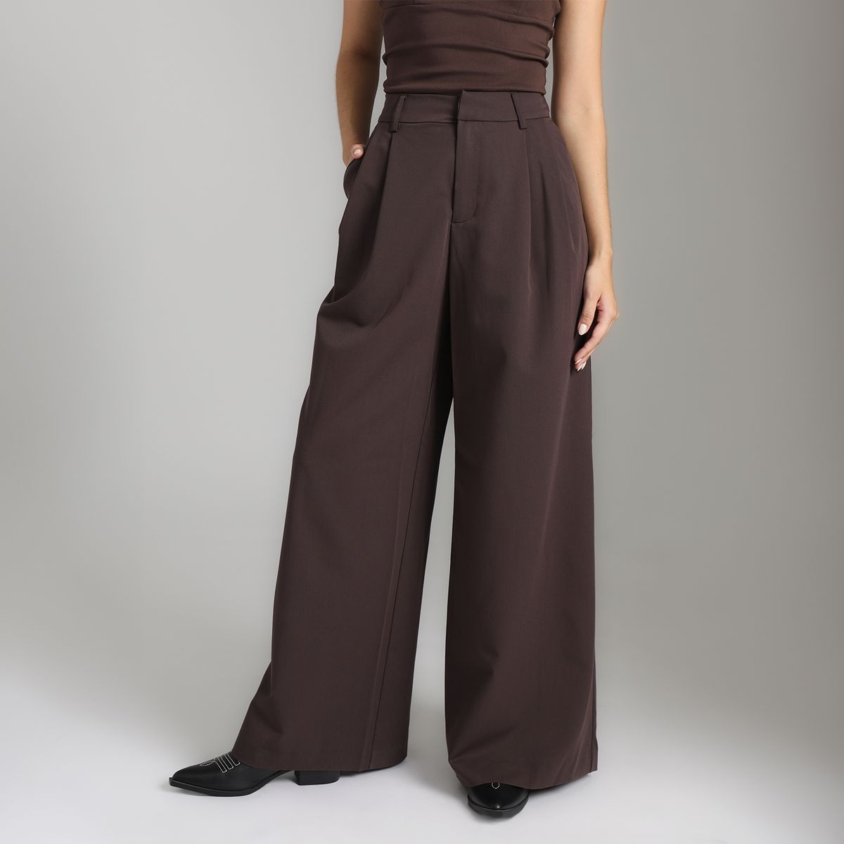 SYBILLA - Pantalón Wide Leg Tiro Alto Mujer Sybilla