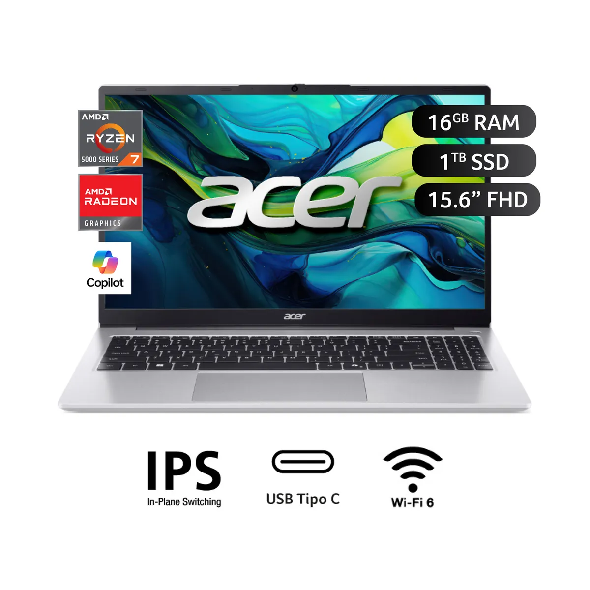 ACER - Laptop Acer Aspire Lite AMD Ryzen 7 5825U 16Gb RAM 1TB SSD 15.6" Fhd