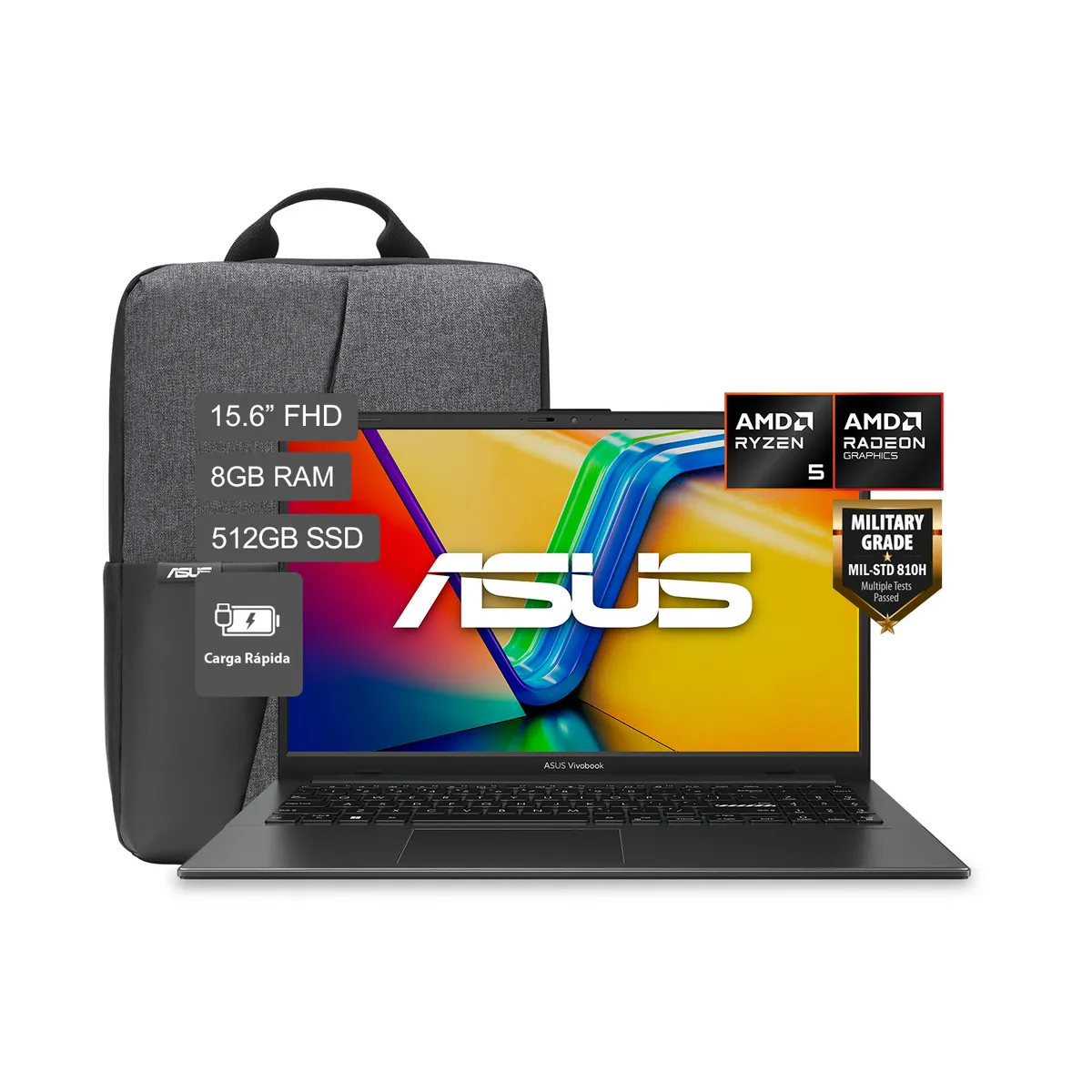 ASUS - ASUS Vivobook Go 15 AMD Ryzen 5 40 8GB 512SSD 15.6" FHD