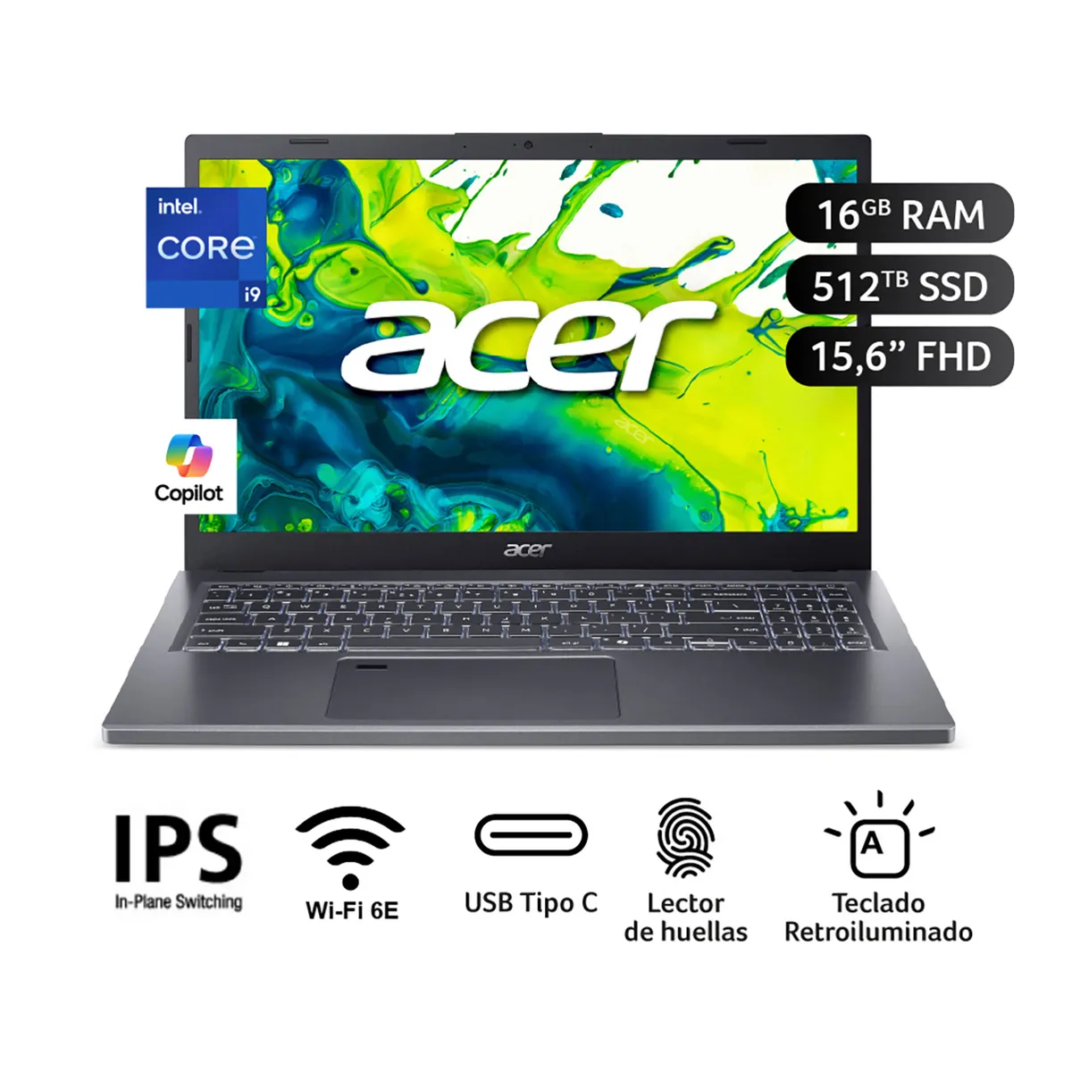 ACER - Laptop Acer Aspire 15 Intel Core i9-13900H 16GB 512 GB 15.6"  FHD