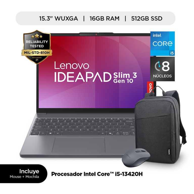 Laptop Lenovo IdeaPad Slim 3i Intel Core i5 16GB RAM 512GB SSD 15.3" WUXGA