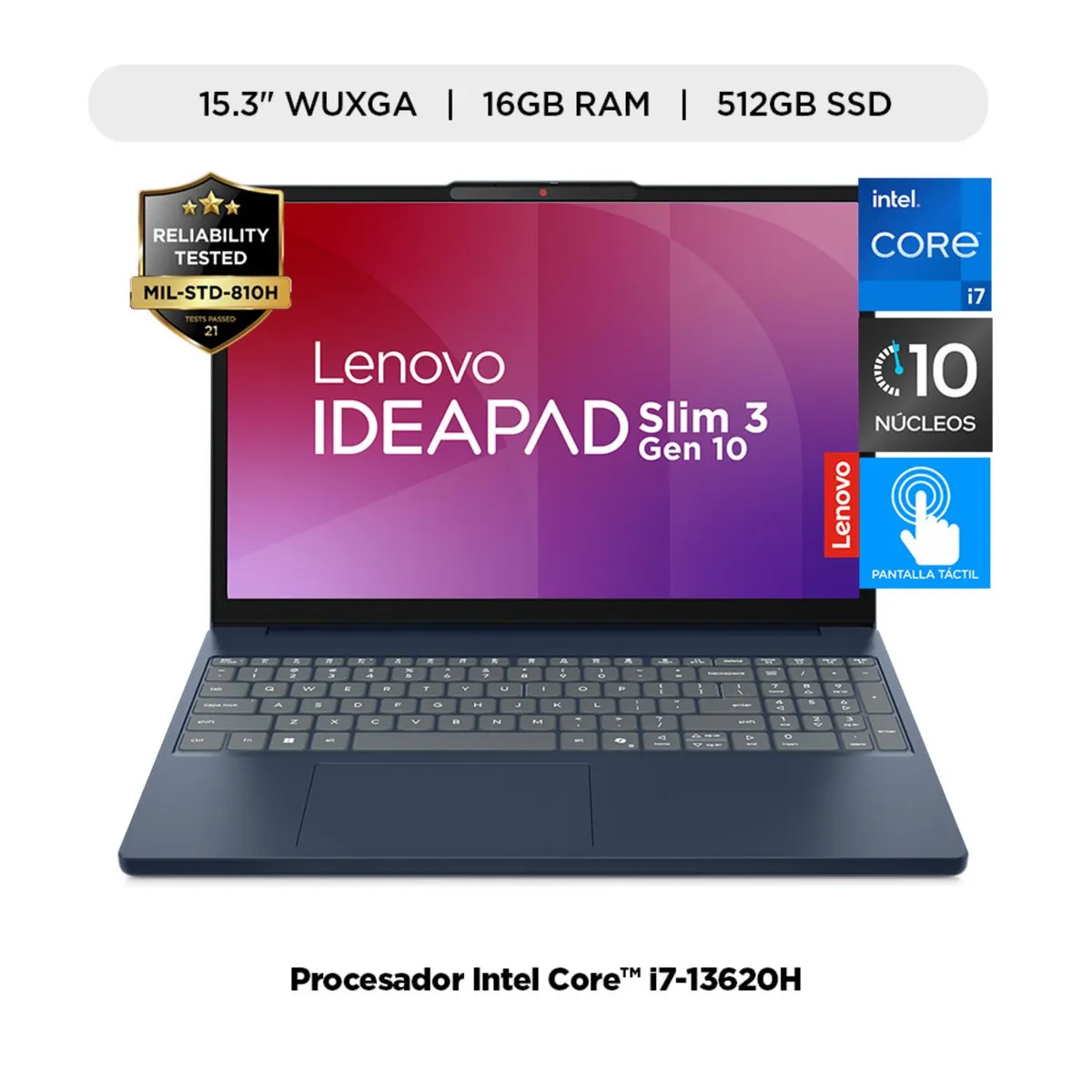 LENOVO - Laptop Lenovo IdeaPad Slim 3i Intel Core i7 16GB RAM 512GB SSD 15.3" WUXGA Tactil