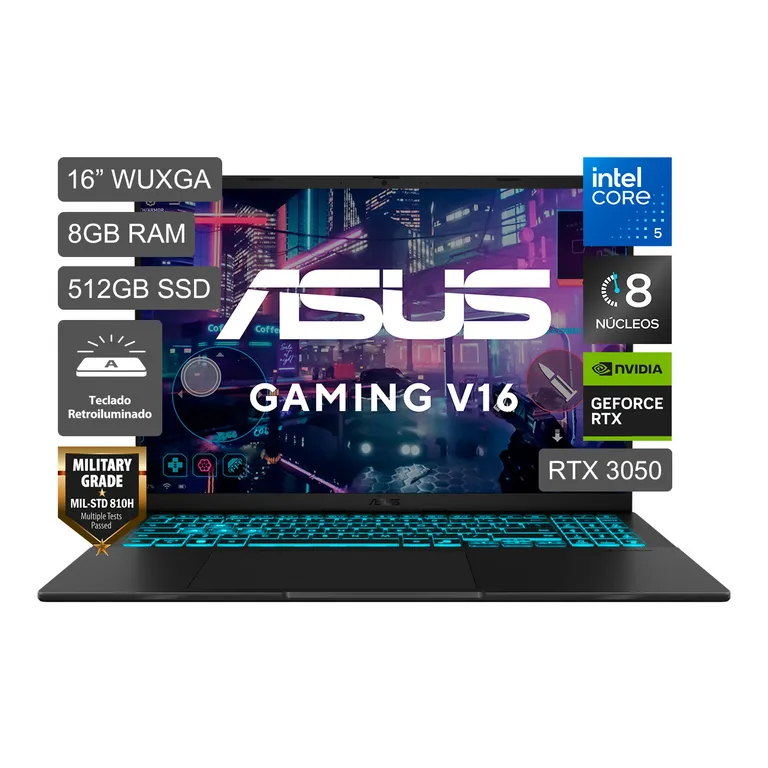 ASUS V16 Intel Core 5 210H 8GB 512SSD RTX3050 16" WUXGA