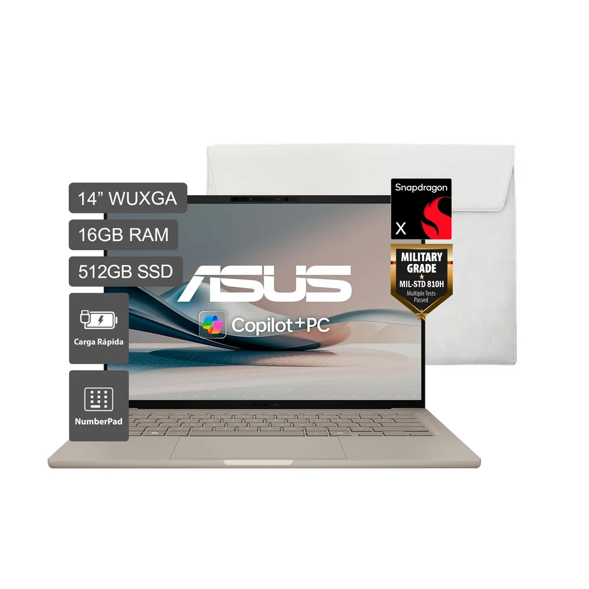 ASUS - ASUS Zenbook A14 Snapdragon X1 26 100 16GB 512SSD 14" WUXGA
