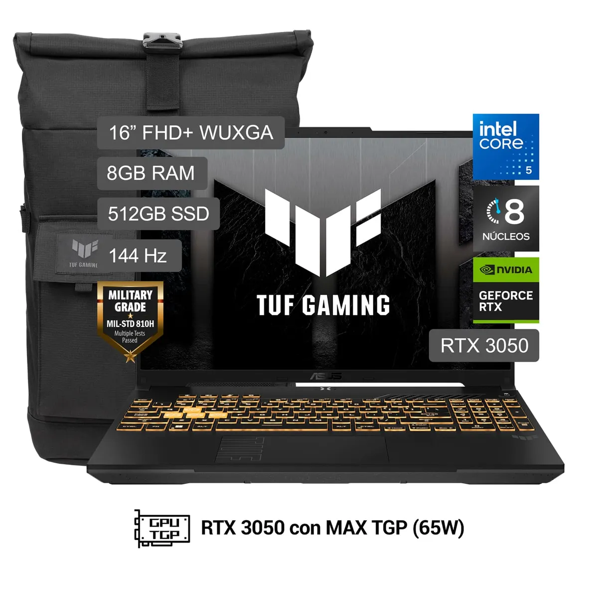 ASUS - ASUS TUF Gaming F16 Intel Core 5 205H 8GB 512SSD RTX3050 16" FHD+