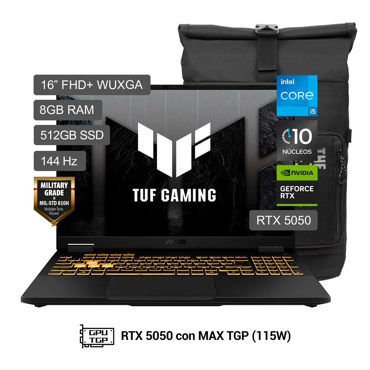 ASUS - ASUS TUF Gaming F16 Intel Core i5-14450HX 205H 8GB 512SSD RTX5050 16" FHD+