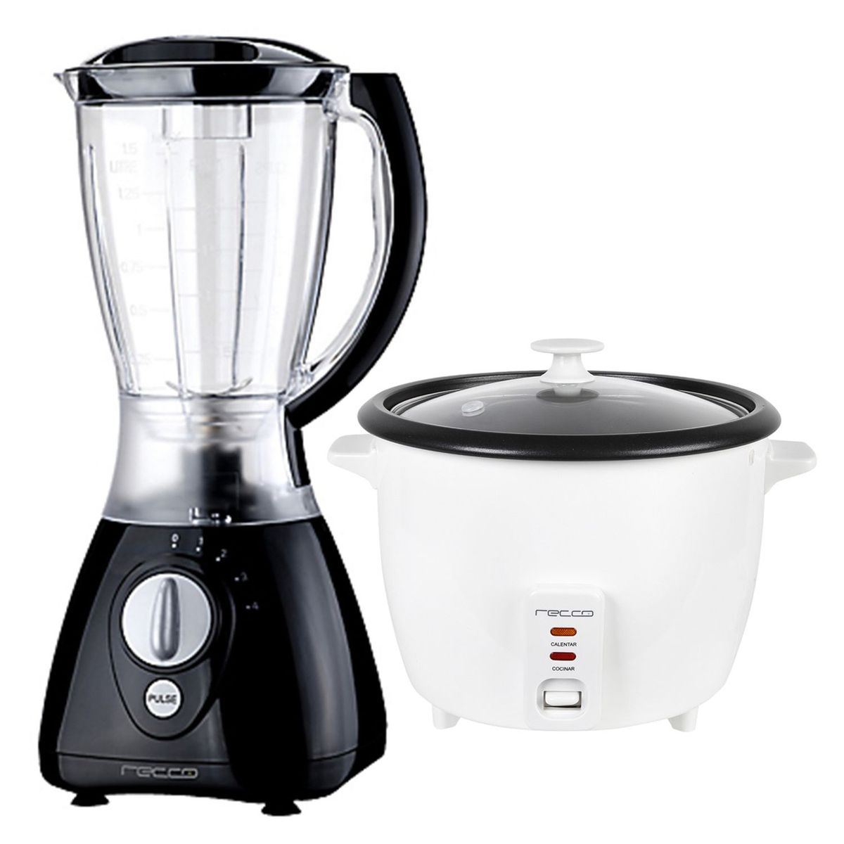 RECCO - Combo: Olla Arrocera 1,8 lt Blanco + Licuadora RL-BL003 1.5 Lts