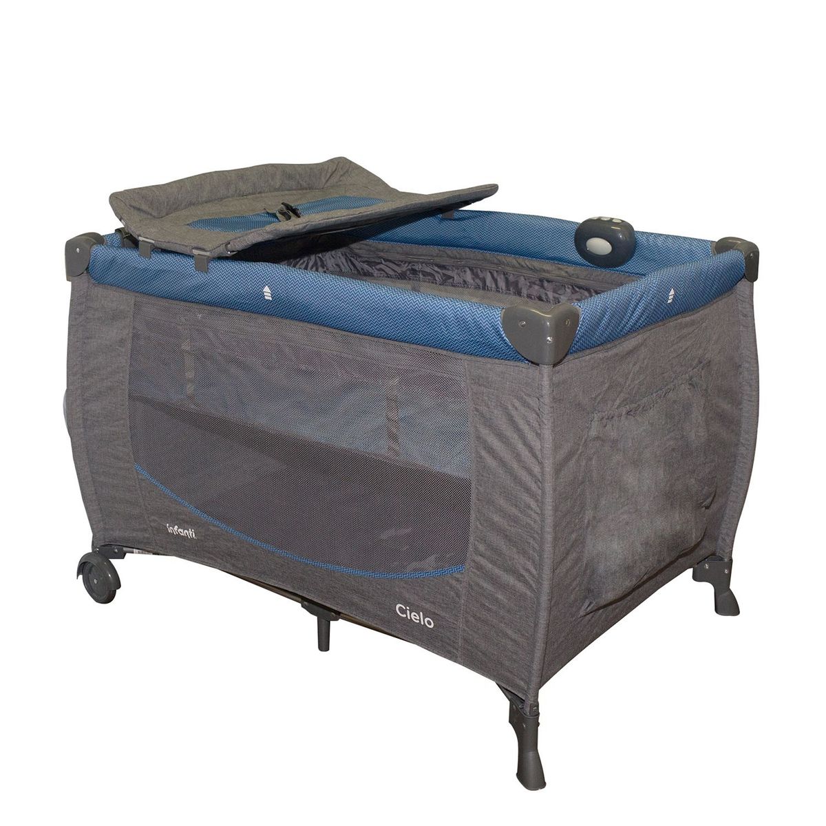 INFANTI - Corral Cuna Cielo Zigzag Blue + Colchón