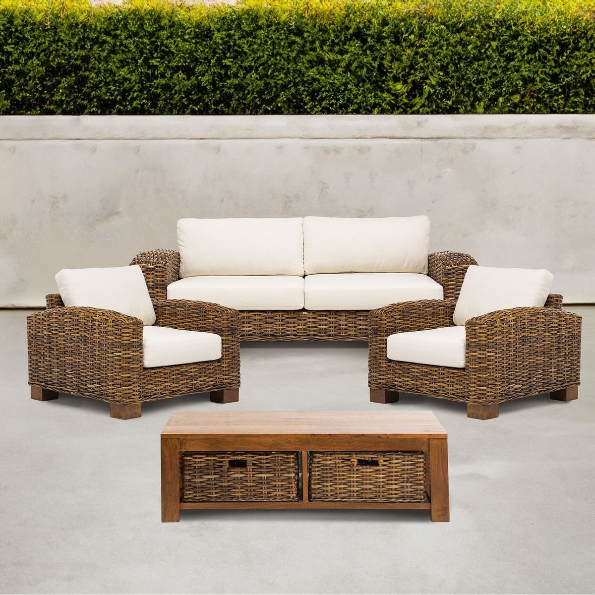 BASEMENT HOME - Juego de Sala de Terraza Kretes 3-1-1 con Mesa de Centro