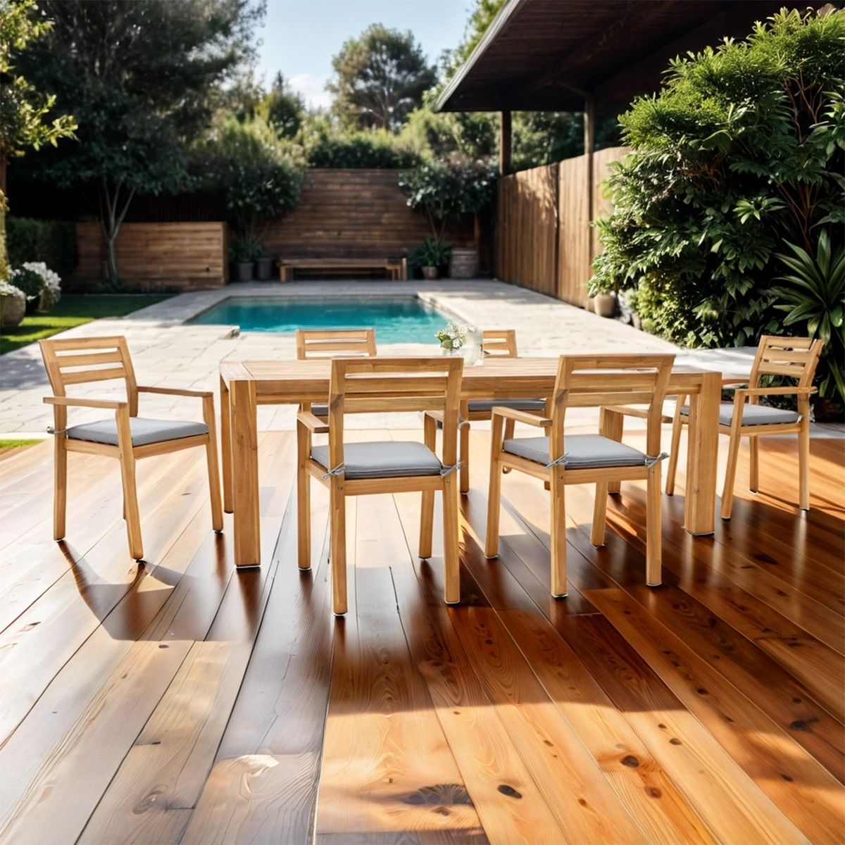 BASEMENT HOME - Juego de Comedor de Terraza Santa Mónica con 6 Sillas