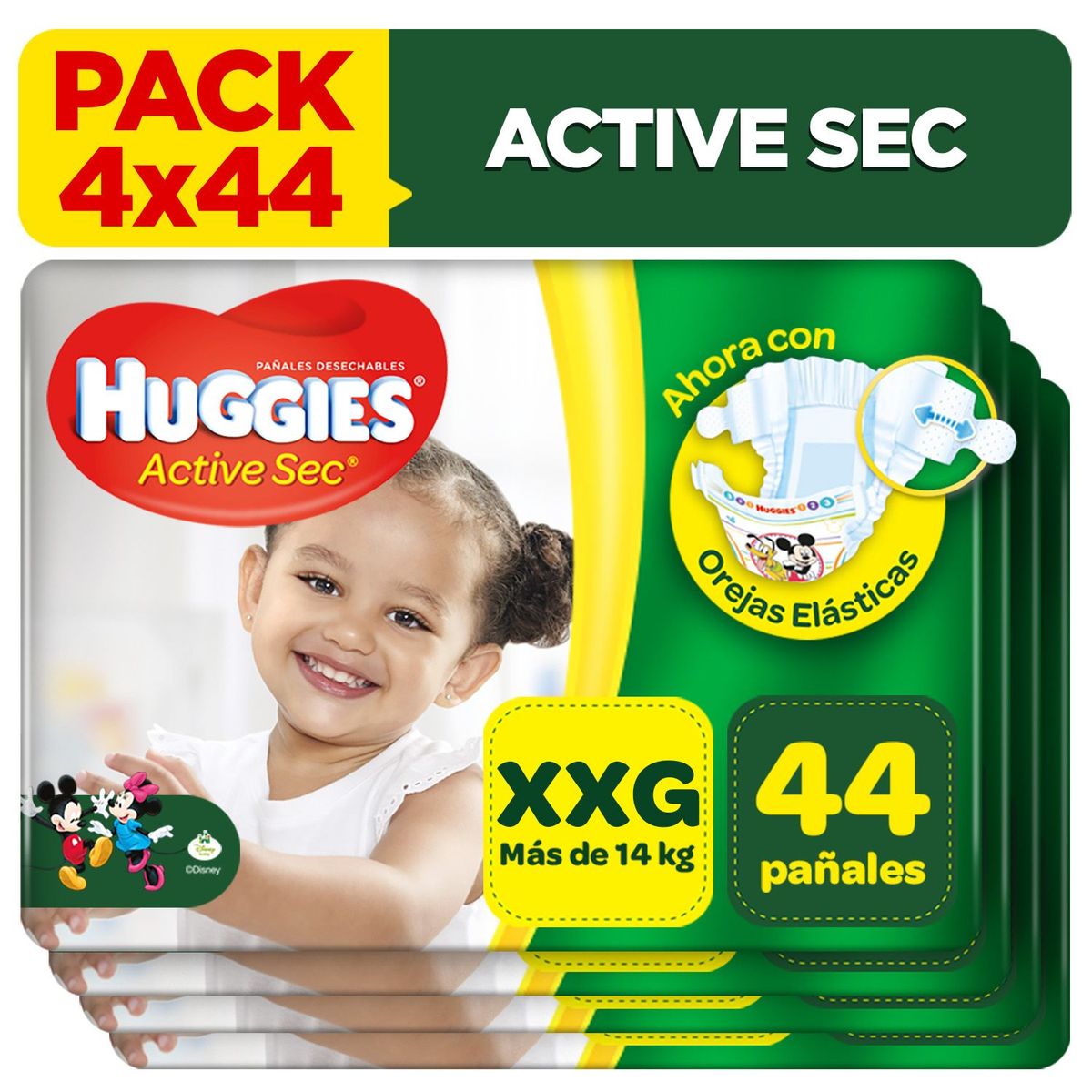 HUGGIES - Pack Pañales Active Sec XXG 4x44