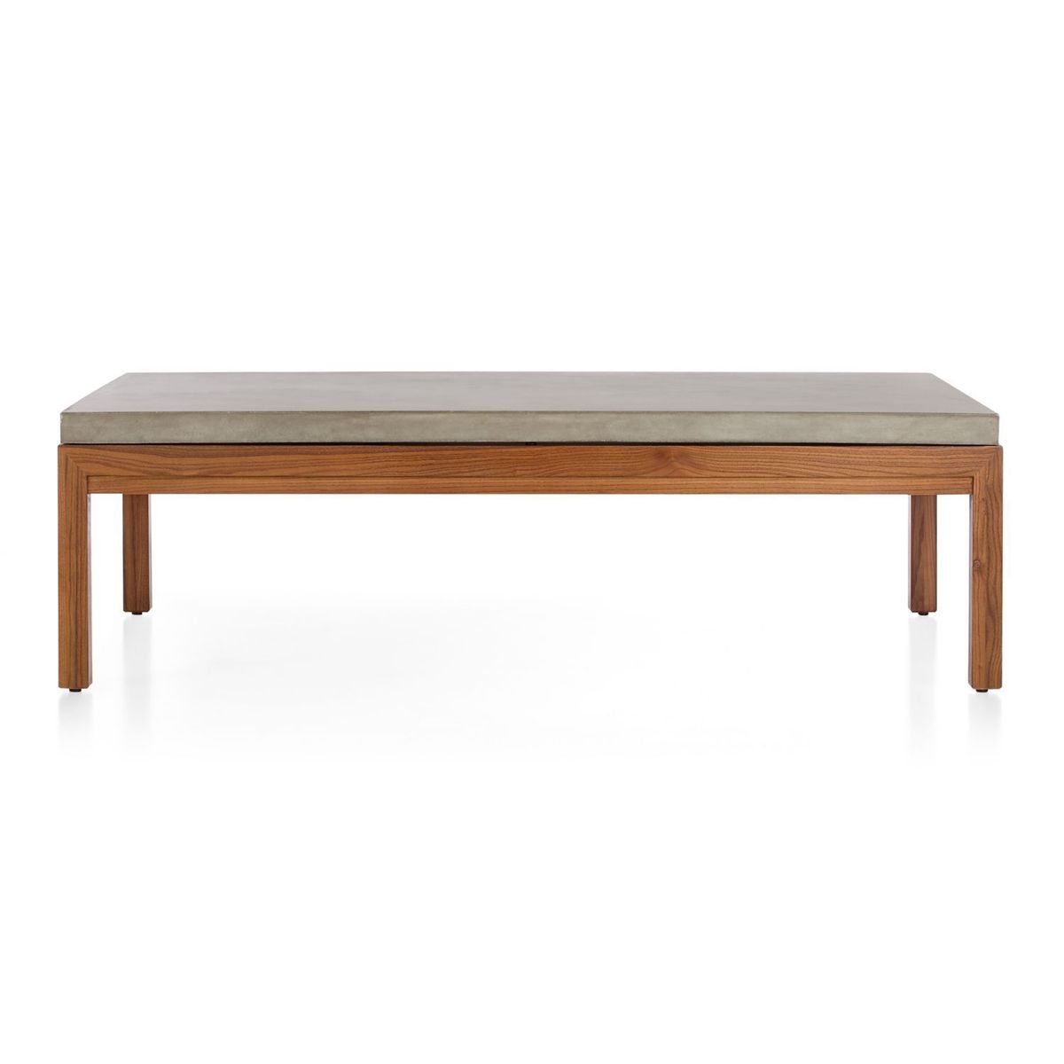 CRATE & BARREL - Mesa de Centro Parsons Rectangular con Tablero de Concreto y Base de Olmo 152x91cm