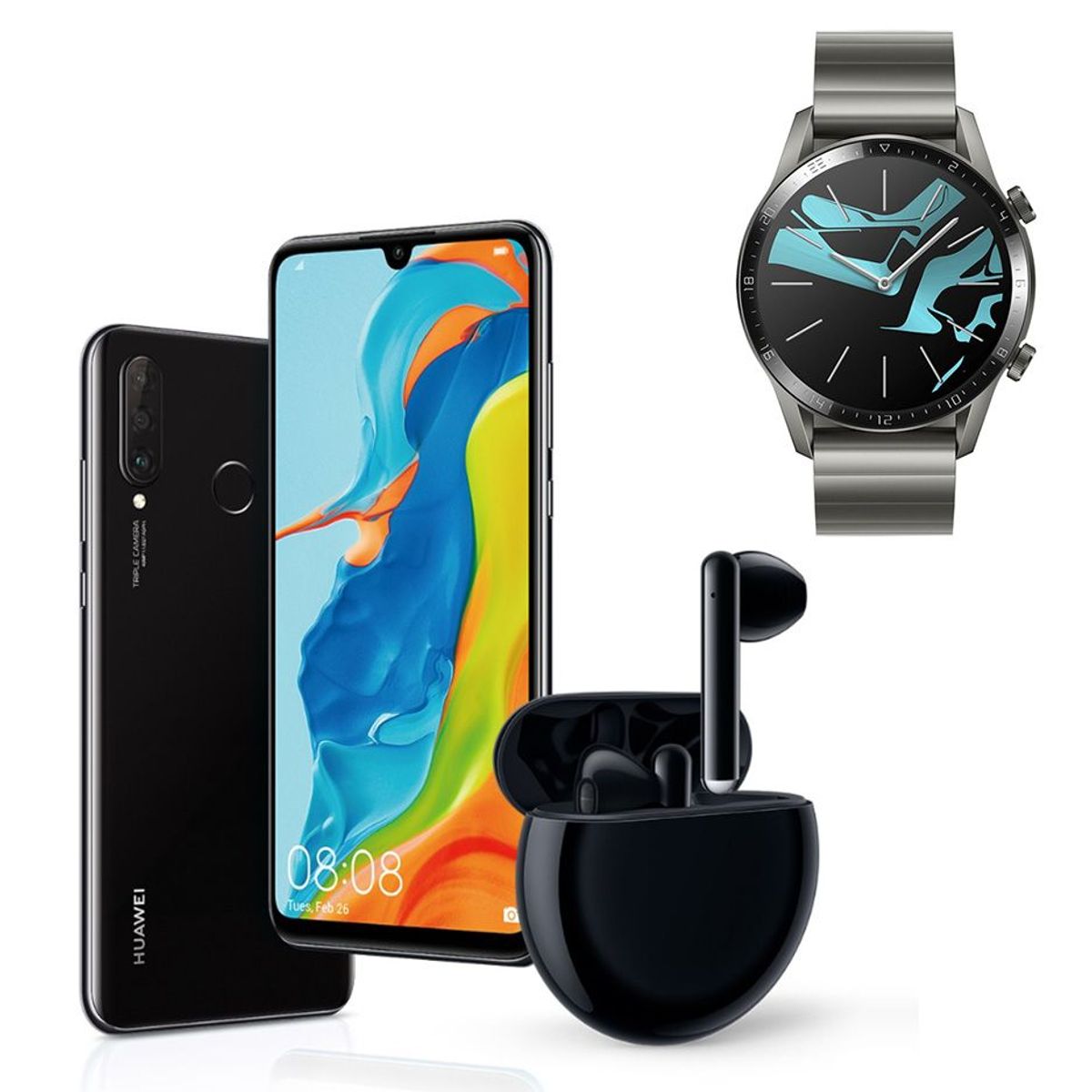 HUAWEI - P30 Lite Nueva Edición + Freebuds 3 + Smartwatch Latona Metal