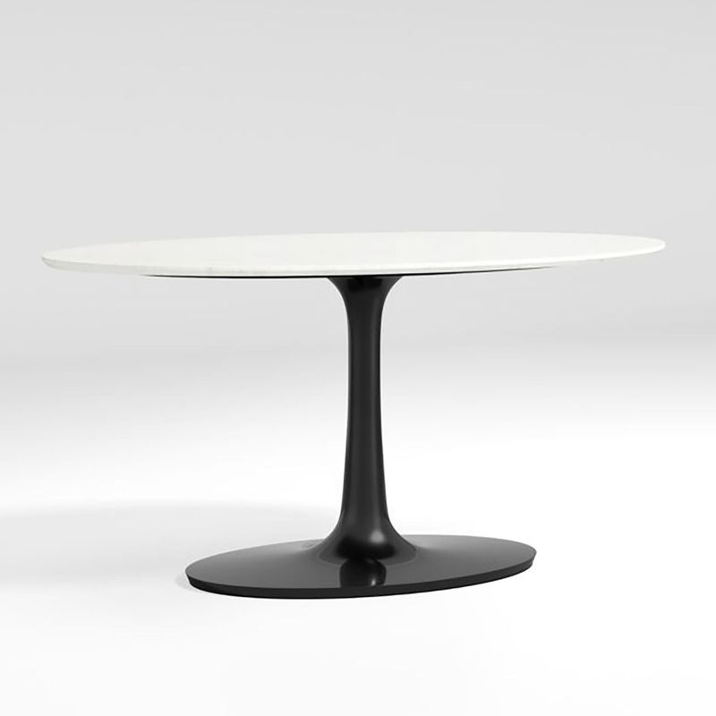 CRATE & BARREL - Mesa de Comedor Nero Oval de Mármol Blanco con Base de Latón Negro (4 Puestos)