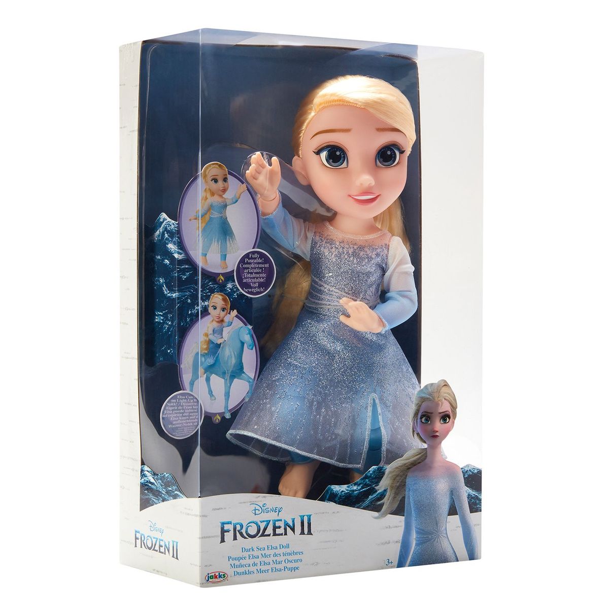FROZEN - Combo Frozen Muñeca Elsa Articulada + Caballo Agua Con Luces