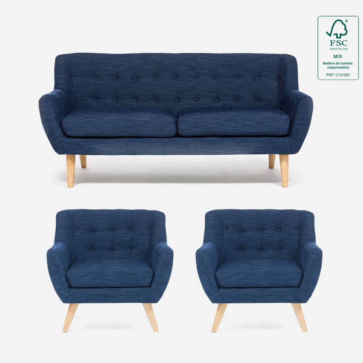 BASEMENT HOME - Juego de Sala Rihanna 3-1-1 Cuerpos