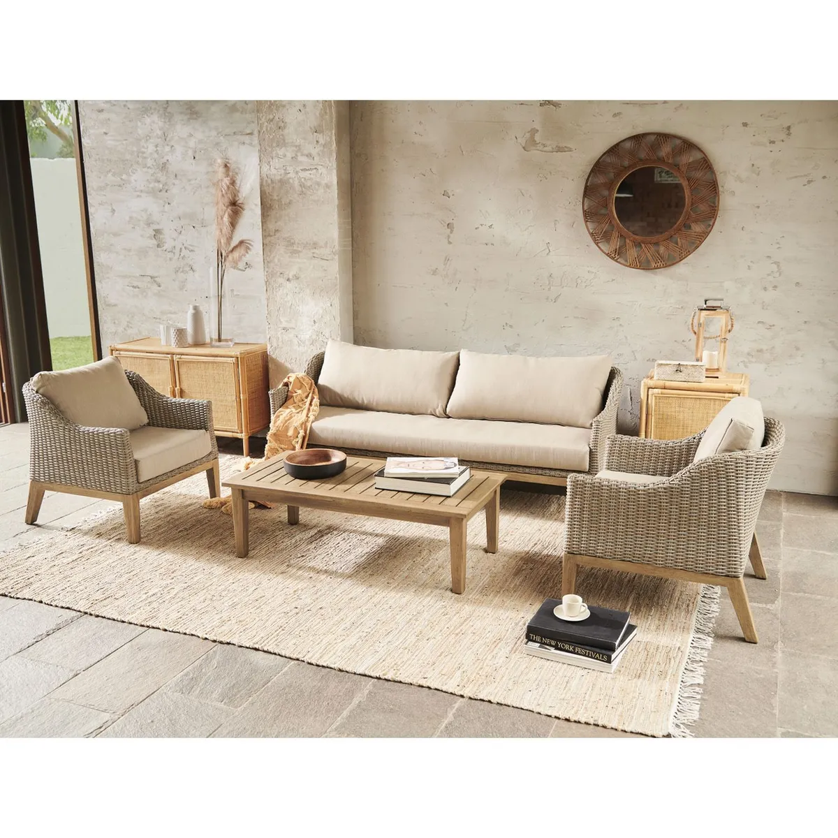 ROBERTA ALLEN - Juego de Sala de Terraza Kawaii 3-1-1 + Mesa de Centro