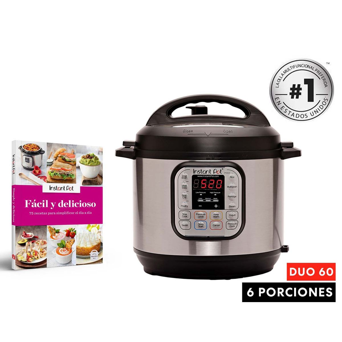 INSTANT POT - Combo: Instant Pot Multicooker Duo 60+ Libro Fácil y Delicioso