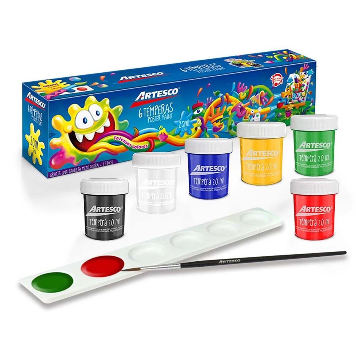 ARTESCO - Pack de Útiles Tempera Escarchada Set x6 + Goma En Barra Toy Story + Arena Magica Balde (500 Grs)