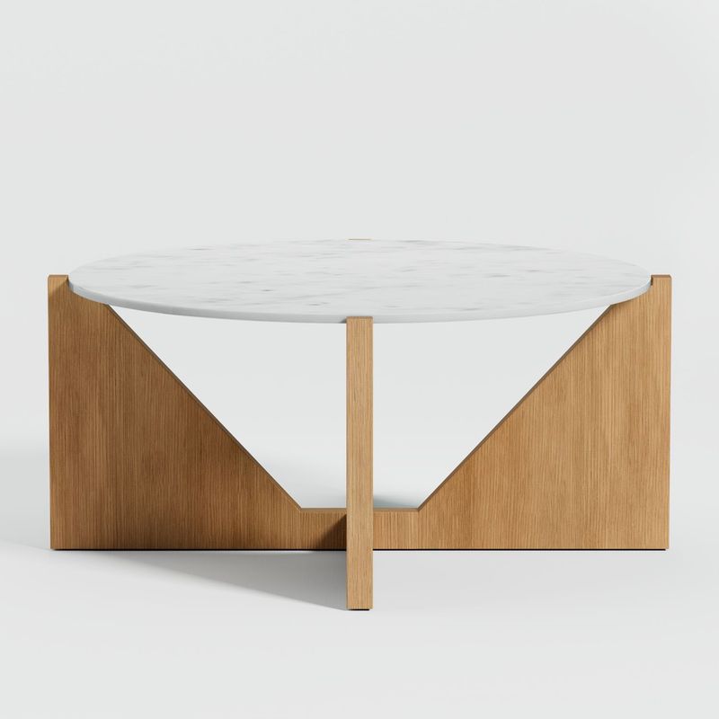 CRATE & BARREL - Mesa de Centro de Mármol Negro con Base de Madera Miro 