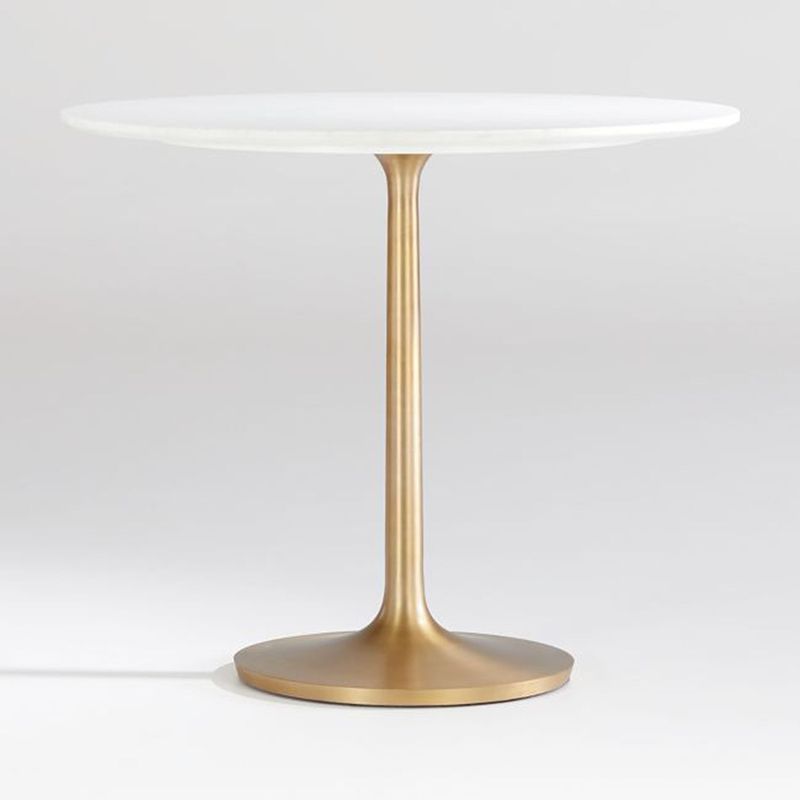CRATE & BARREL - Mesa de Comedor Nero de Mármol Blanco con Base de Latón Dorado (4 Puestos)