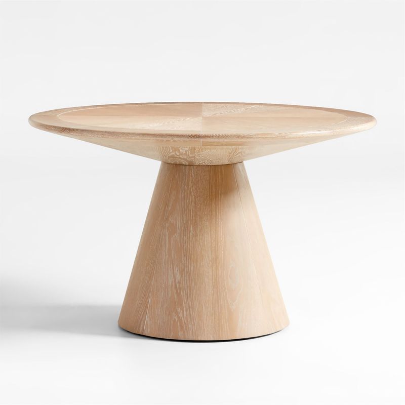 CRATE & BARREL - Mesa de Comedor Redonda de Madera Blanqueada Palisades