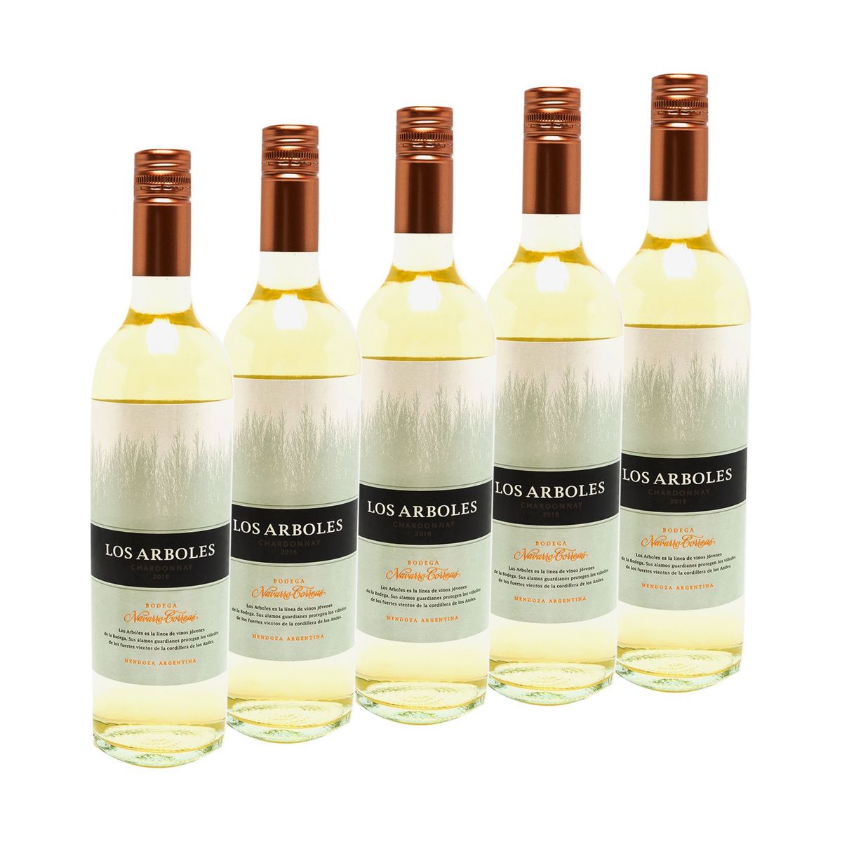  - Vino Los Arboles Chardonnay 750ml x 5 Botellas