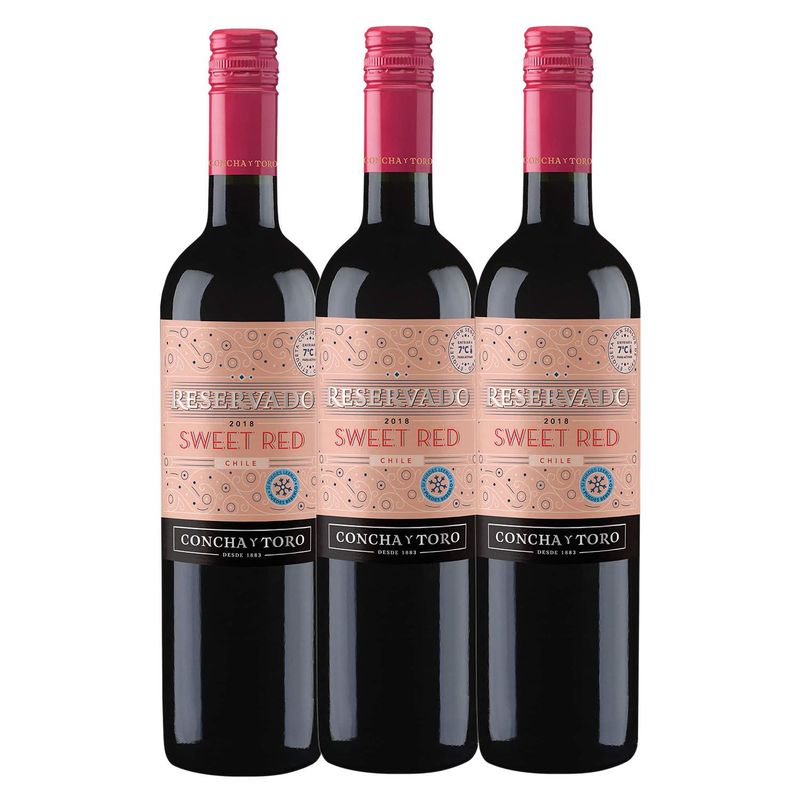 VIÑA CONCHA Y TORO - Vino Reservado Concha y Toro Sweet Red 750ML x 3 Botellas