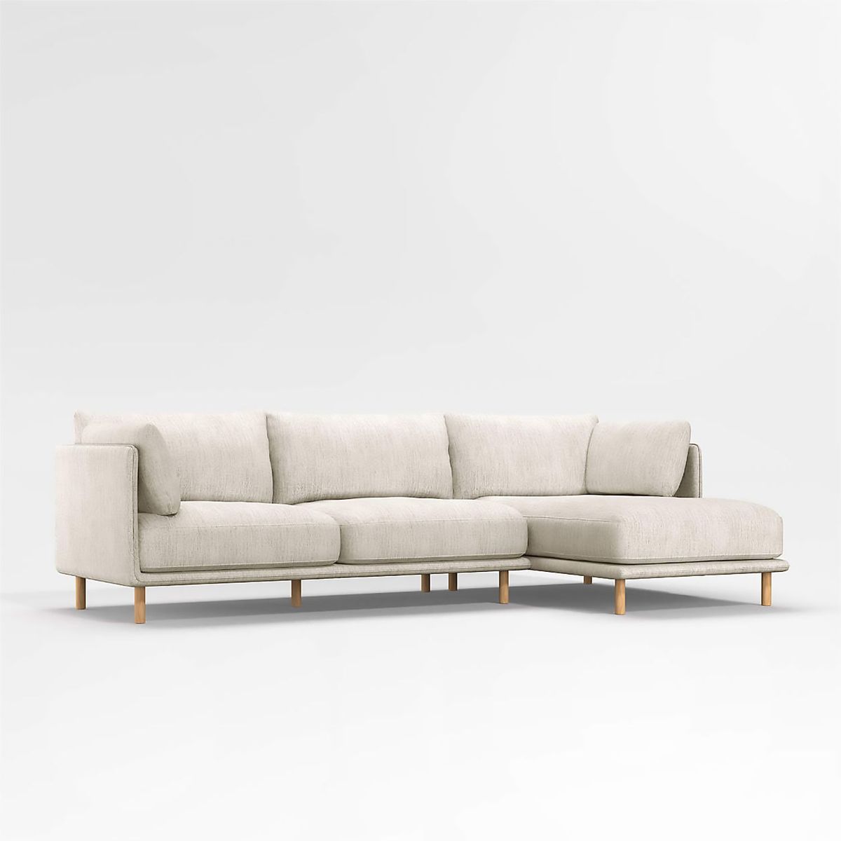 CRATE & BARREL - Seccional Wells con Chaise Longue 4 Cuerpos 