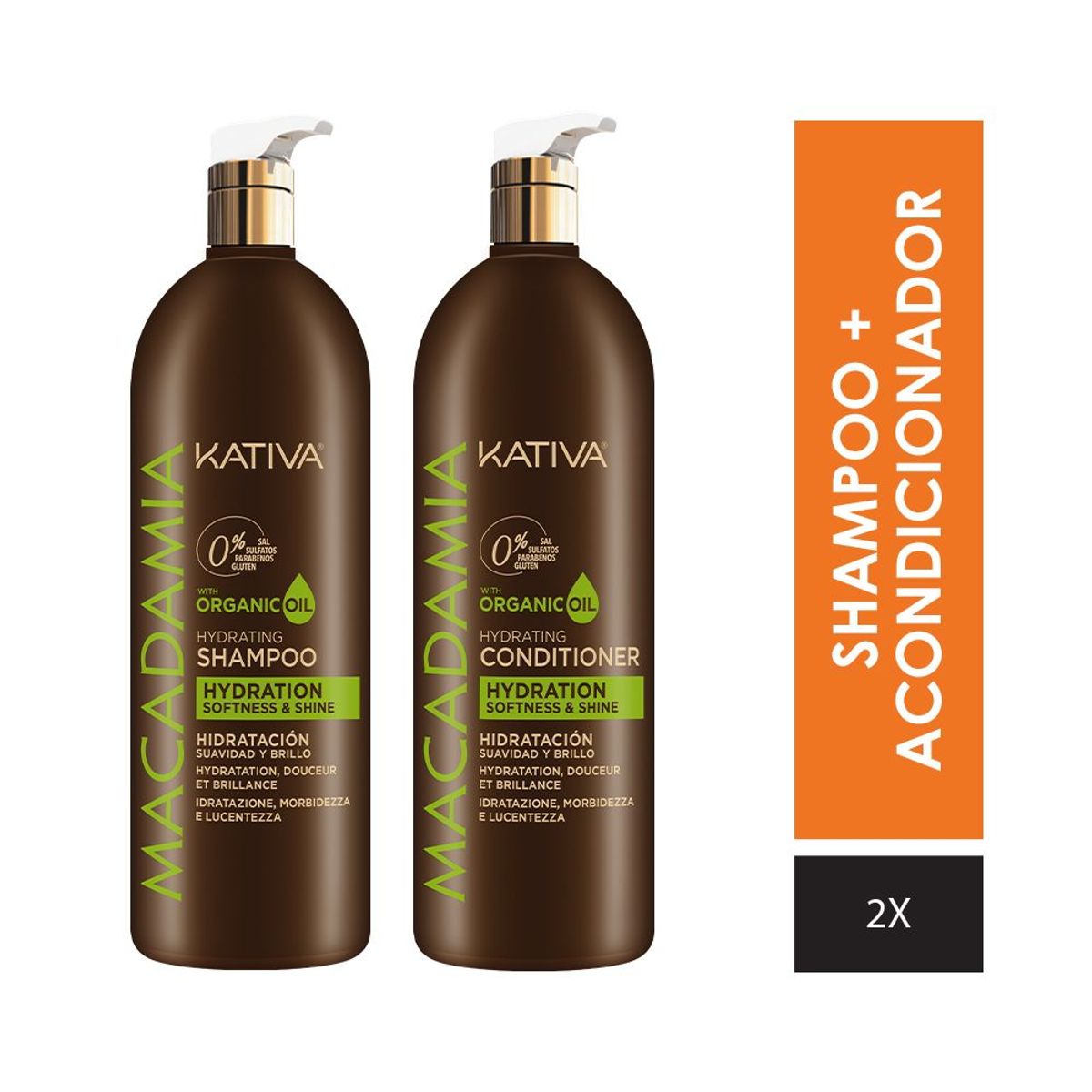KATIVA - KATIVA SUPER PACK MACADAMIA 1 LITRO (SHAMPOO + ACONDICIONADOR)