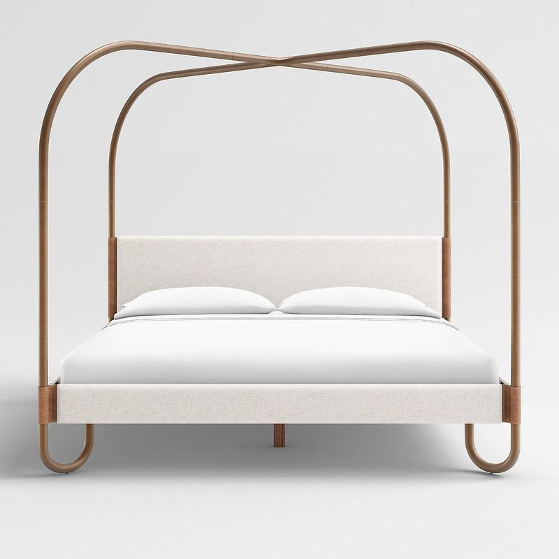 CRATE & BARREL - Cama King con Dosel Tapizada Gracia     