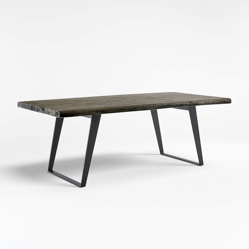 CRATE & BARREL - Mesa de Comedor Yukon de Madera Maciza con Base de Hierro (6 Puestos)