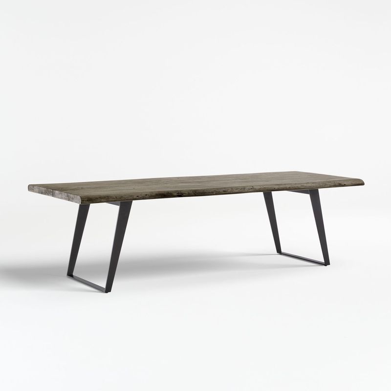 CRATE & BARREL - Mesa de Comedor Yukon de Madera Maciza con Base de Hierro (6 a 8 Puestos)