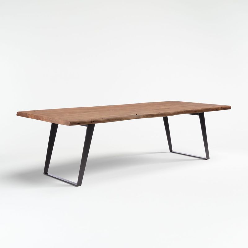 CRATE & BARREL - Mesa de Comedor Yukon de Madera Maciza con Base de Hierro (6 a 8 Puestos)