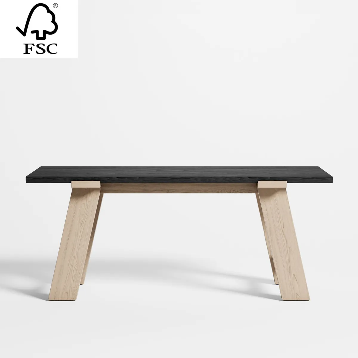 CRATE & BARREL - Escritorio Madison Ebony con Base Bleached de Madera de Pino