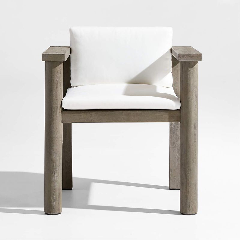 CRATE & BARREL - Silla de Comedor de Terraza Ashore de Madera de Caoba con Cojines Blancos